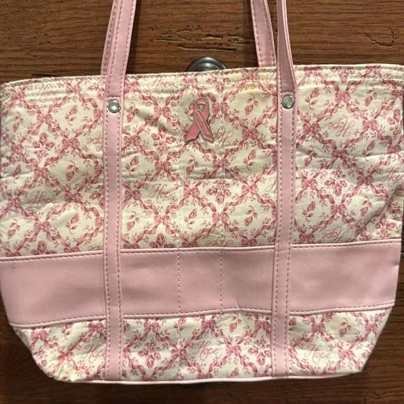 Longaberger breast cancer bow ribbon hope purse bag - Picture 2 of 5